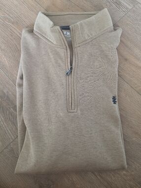 Izod Sweater Mens XL Camel Heather Performance Luxury 1/4 Zip Pullover